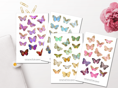 Schmetterlinge bunt Sticker Set